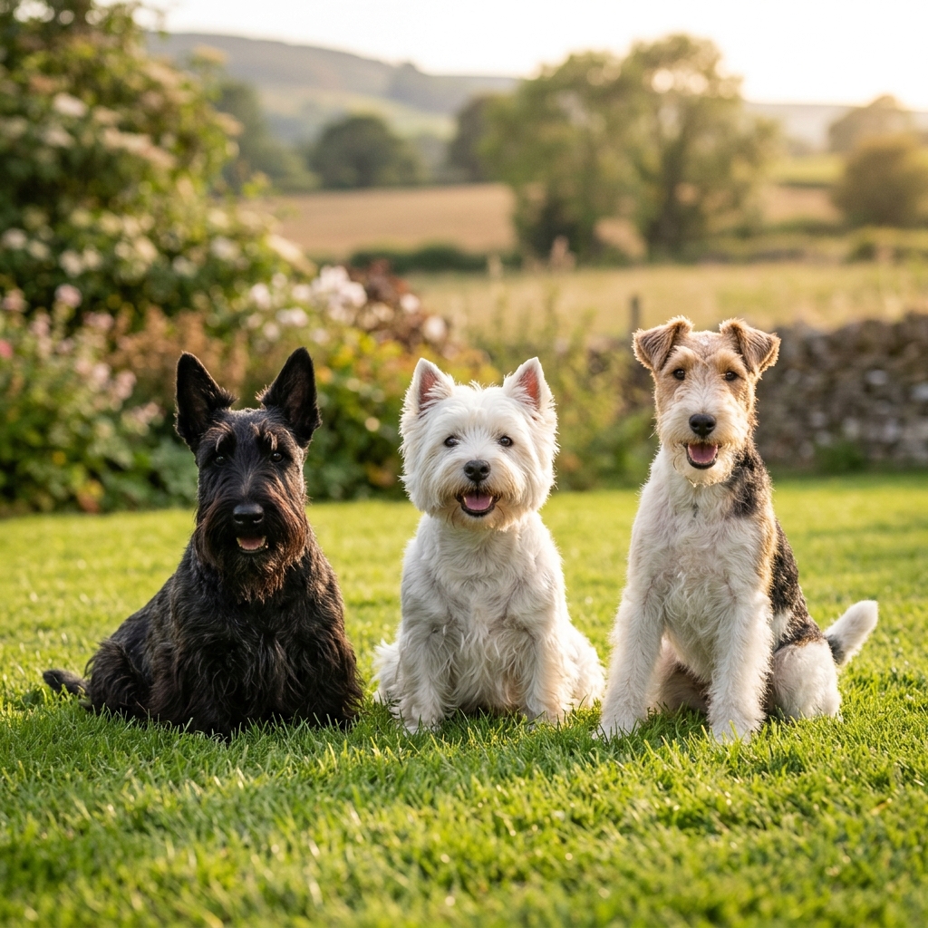 Terrier dogs group portrait
